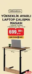 CERAMİCAL YÜKSEKLİK AYARLI LAPTOP ÇALIŞMA MASASI